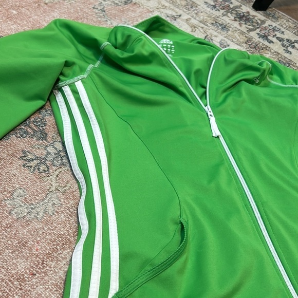 Adidas Green & White Zip Up Sz L - Picture 8 of 10